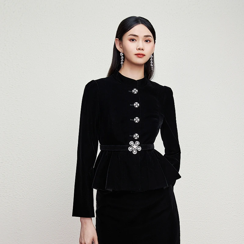 【晨粉专享价】Agehara皇室天鹅绒丝绒短外套-MJFC04VJK668B11