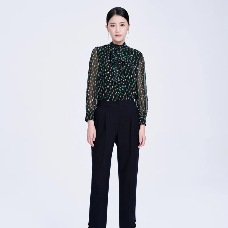 MOJO.S.PHINE~黑森林绿色显瘦休闲时尚女士衬衫--MJDD03WBL041M51