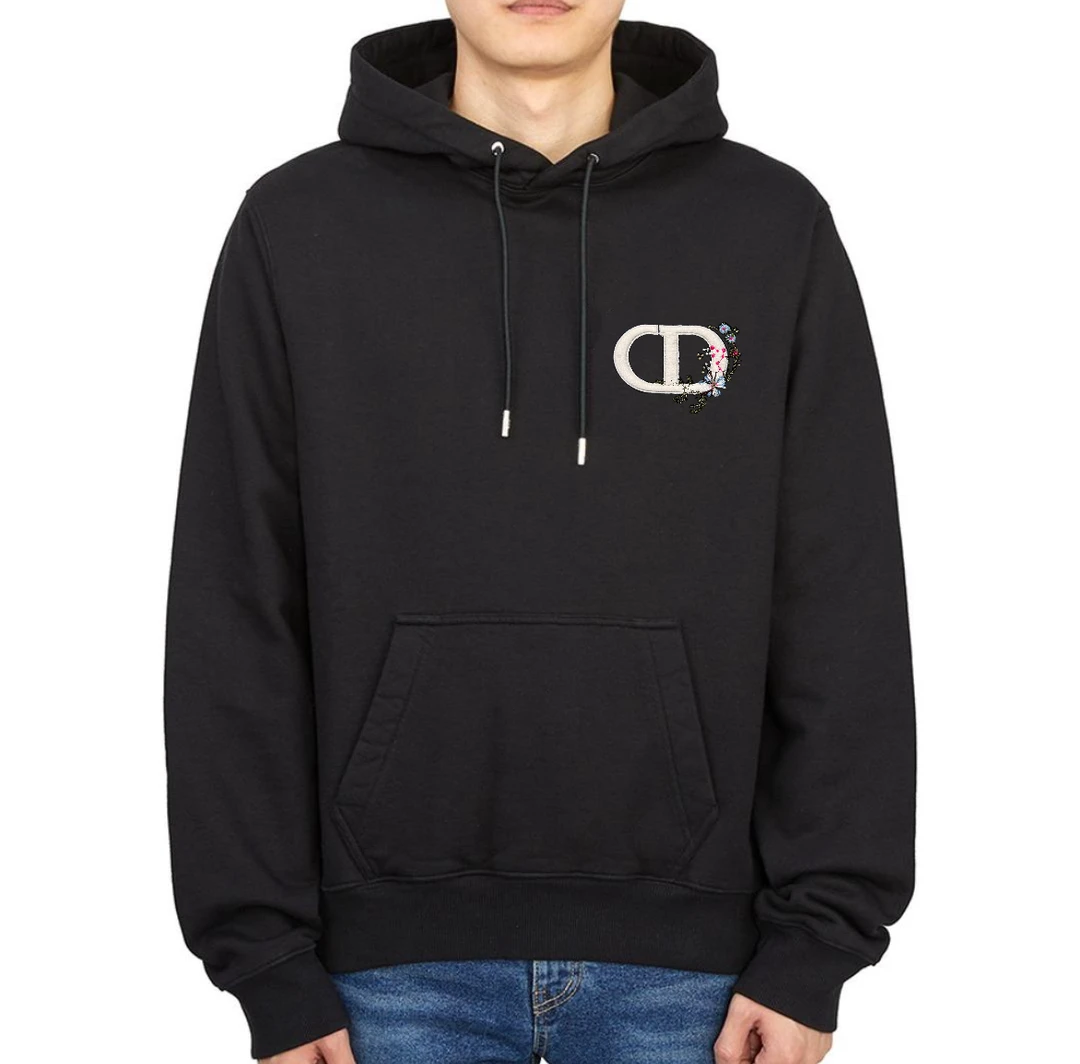 “10800版”意大利76支丝光面料——花卉刺绣连帽套头卫衣