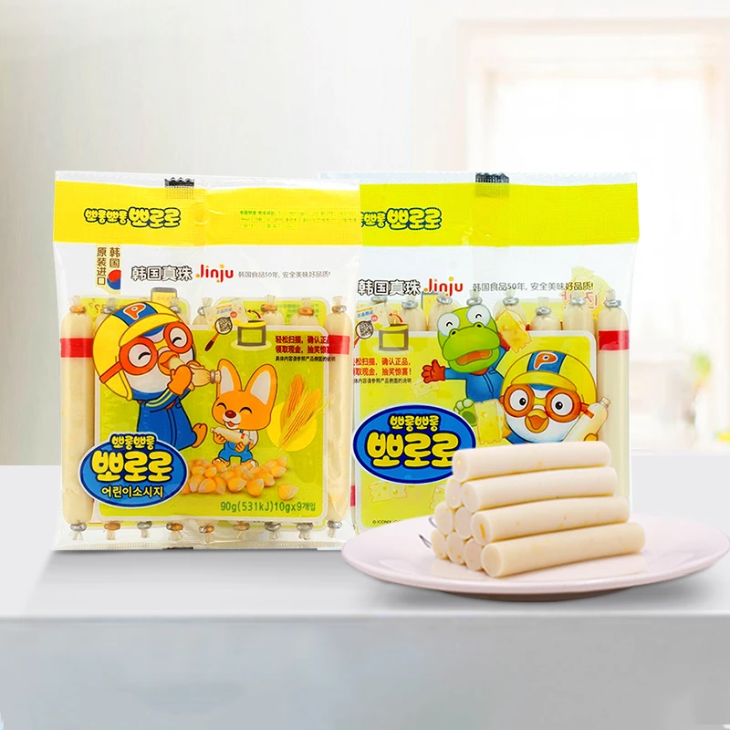 韩国进口啵乐乐玉米味鱼肉肠奶酪味鳕鱼肠90g宝噜噜儿童小零食