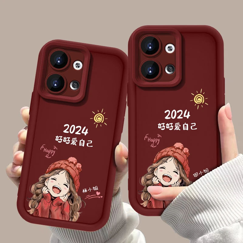 适用OPPOReno9 百家姓定制2024爱自己女款手机壳全包硅胶软壳防摔