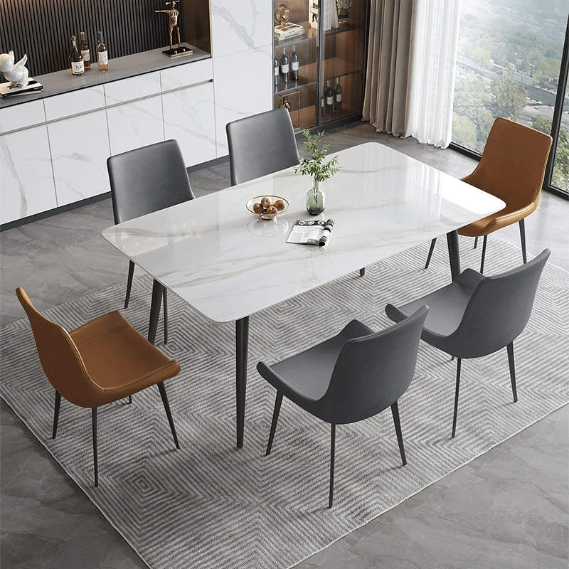 懂木岩板餐桌现代轻奢家用实木桌子大小户型长方形饭桌简约餐桌椅