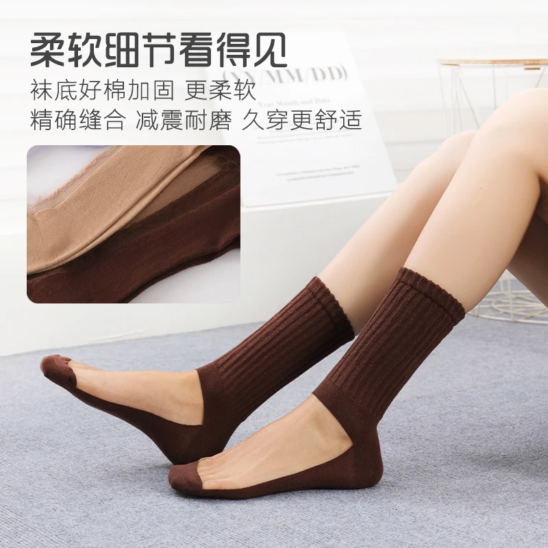 美拉德袜子女棉底水晶长袜安可拉红糖果色水晶袜配德训乐福勃肯鞋