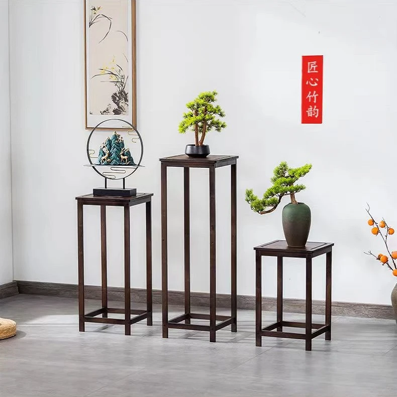 LI YANG JU MU/笠洋居木中式花架置物架客厅茶几创意摆件架花台架