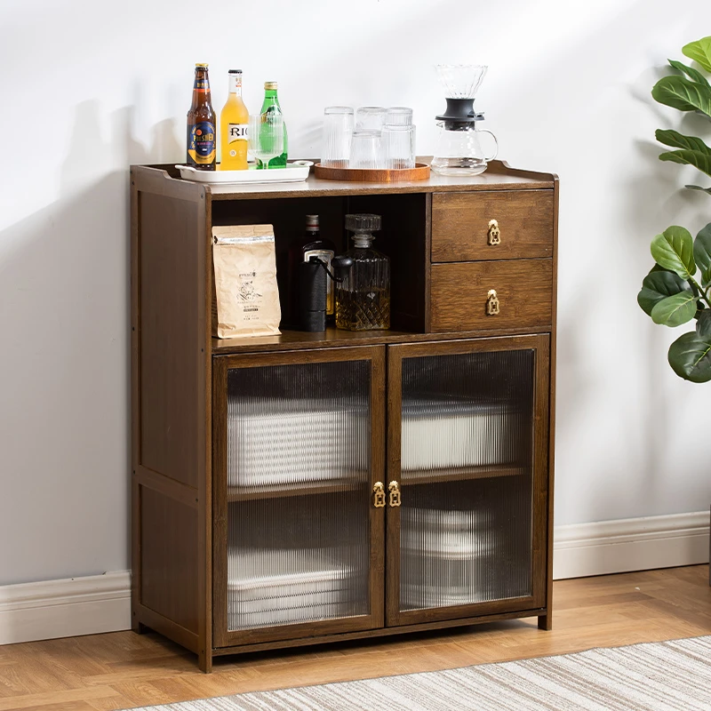 新中式小茶柜茶台桌置物架客厅靠墙厨房餐边柜碗橱柜多功能落地