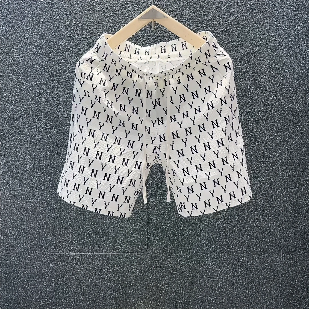 春夏季男士短裤时尚休闲欧货五分裤字母条纹印花百搭户外速干裤