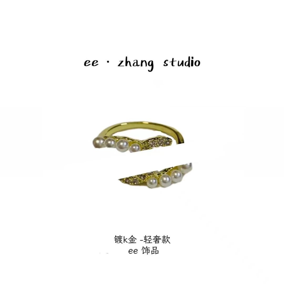铜合金仿珍珠戒指 珠珠开口戒指ee738