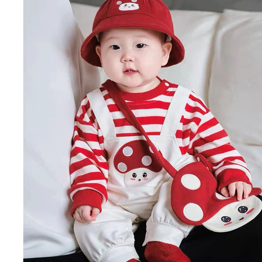 婴儿连体衣秋冬装新生儿宝宝满月百日新年好柿发生过年拜年爬服