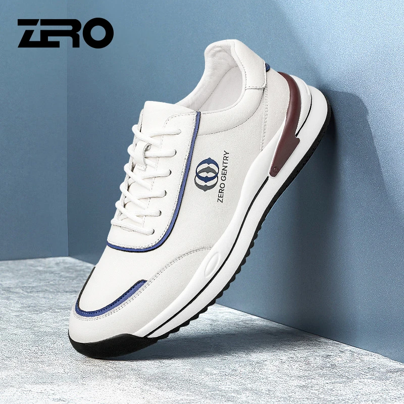 零度男鞋休闲运动鞋真皮舒适时尚百搭小白鞋男士真皮潮鞋 1223381