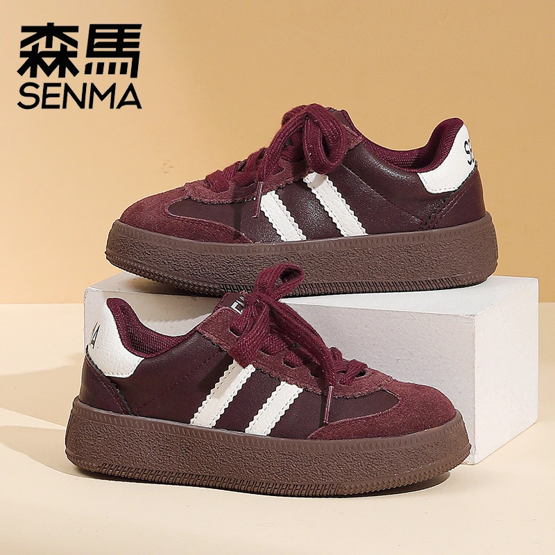森马旗舰品牌儿童鞋男女童学生复古运动板鞋潮流皮面春季德训爆款