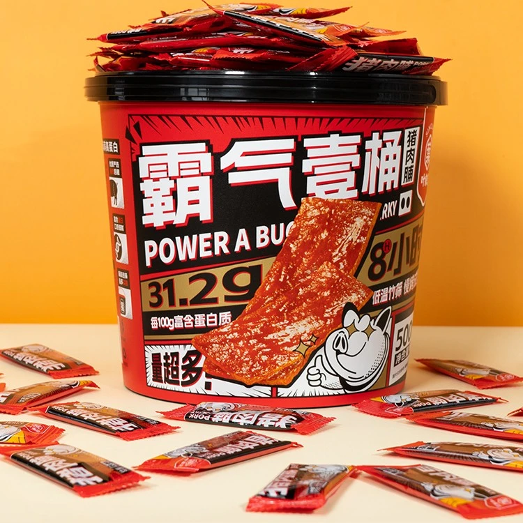 叶家记霸气一桶一斤装高蛋白原切手工猪肉脯零食猪肉干500g