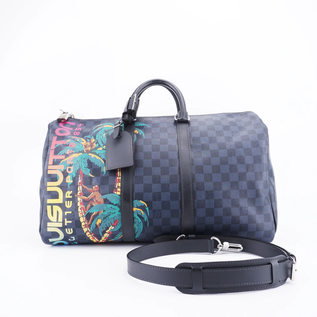 98新LV棋盘格限量款椰树keepall 45旅行袋45/25/21 E482
