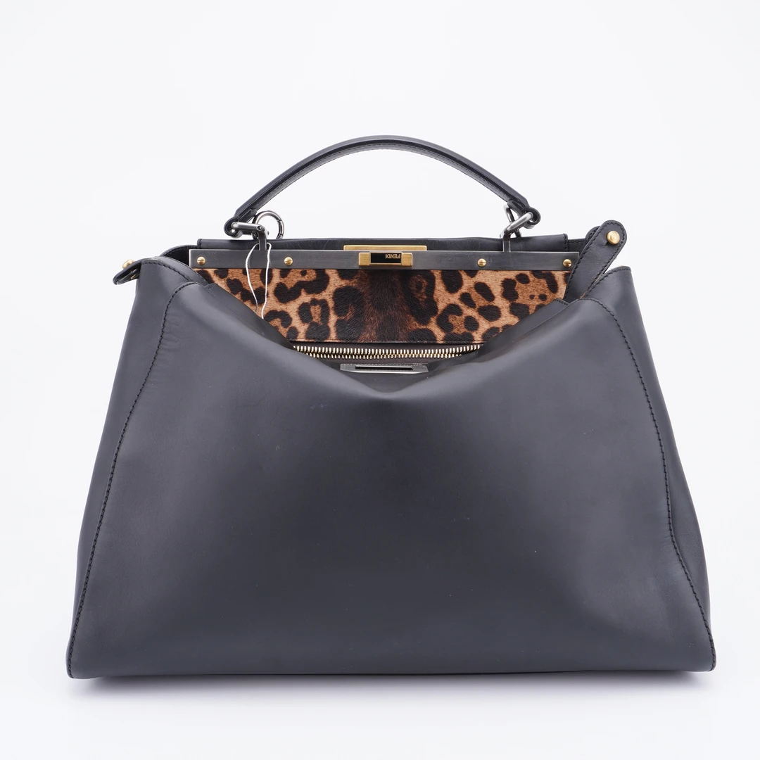 95新 FENDI/芬迪 全皮黑色手提包 D118