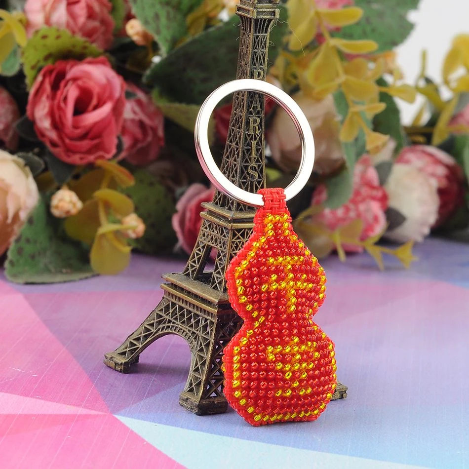 新款一生平安福葫芦钥匙扣全珠绣十字绣汽车钥匙挂件小型刺绣