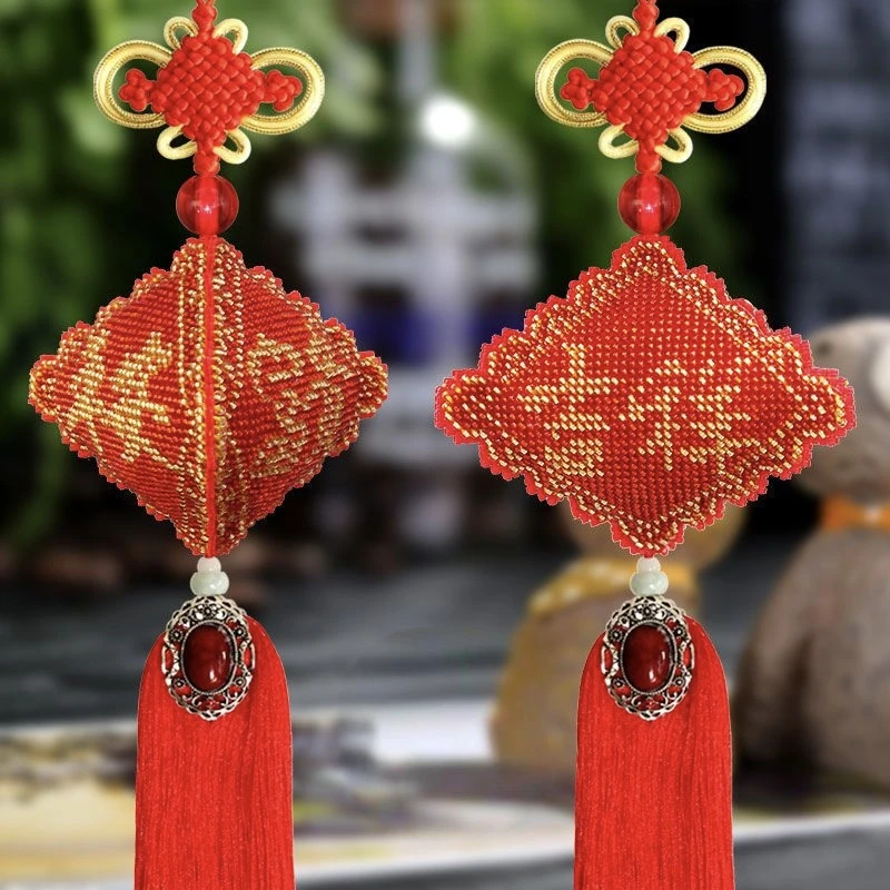 精准印花全珠绣汽车后视镜平安福车挂件平安富贵吉祥十字绣自己绣