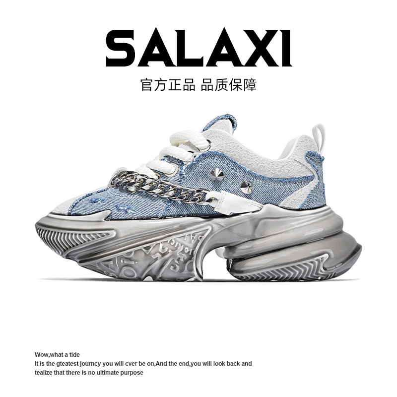 SALAXI【情侣款】秋冬超酷百搭男女潮鞋游艇风个性淋胶厚底老爹鞋