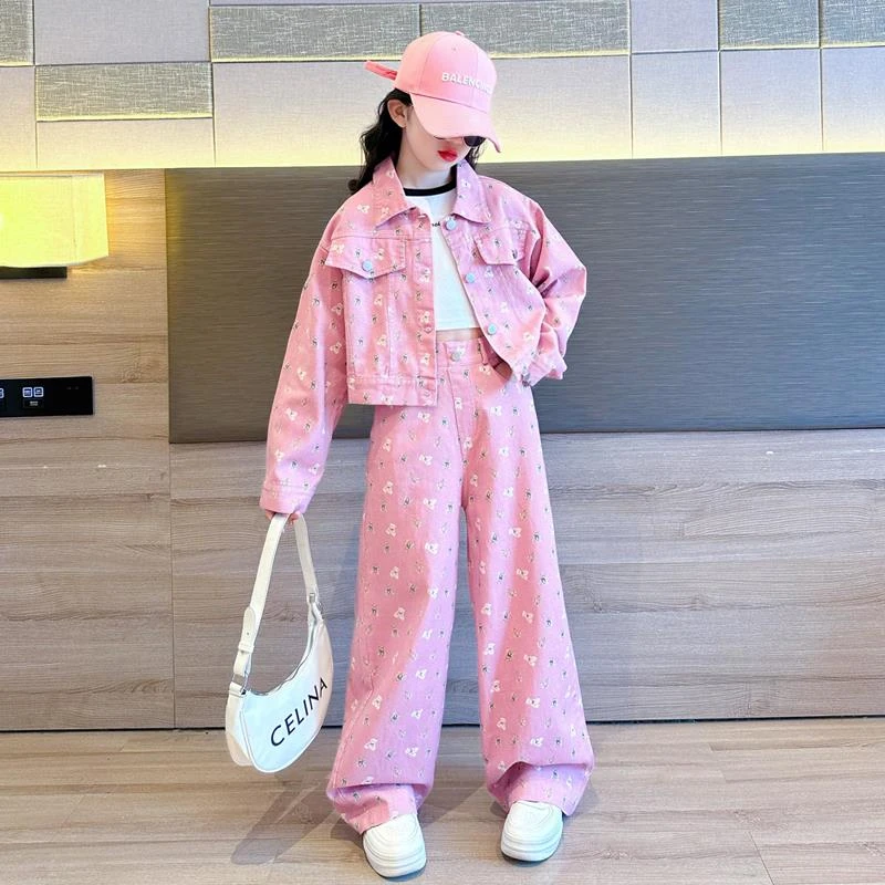 女童2025新款春装套装儿童装时髦洋气女大童炸街春秋阔腿裤两件套