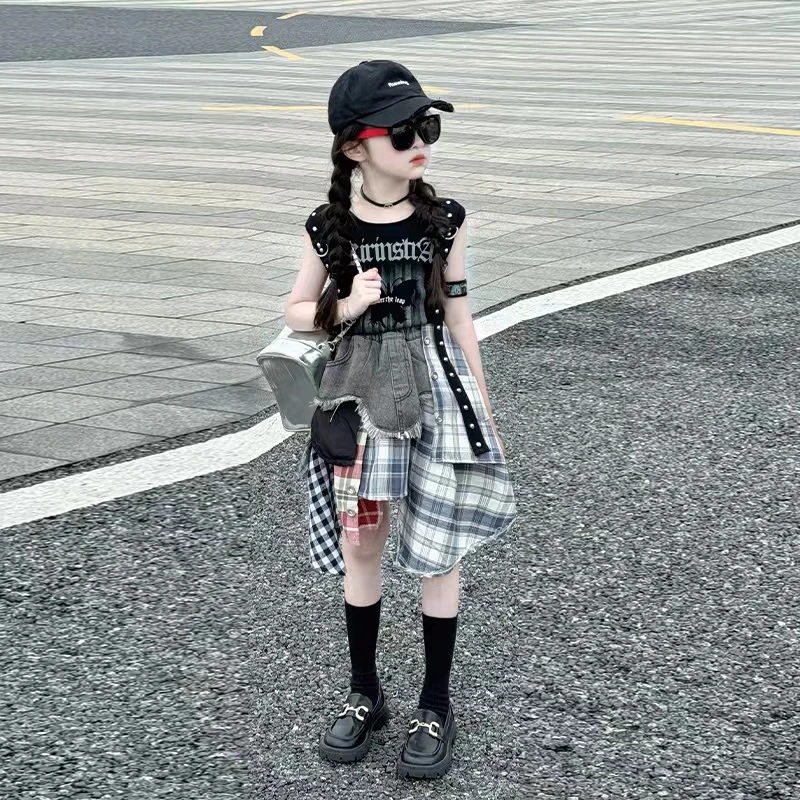 女童夏装套装新款2025时髦大童装背心薄款洋气裙裤中大童两件套潮