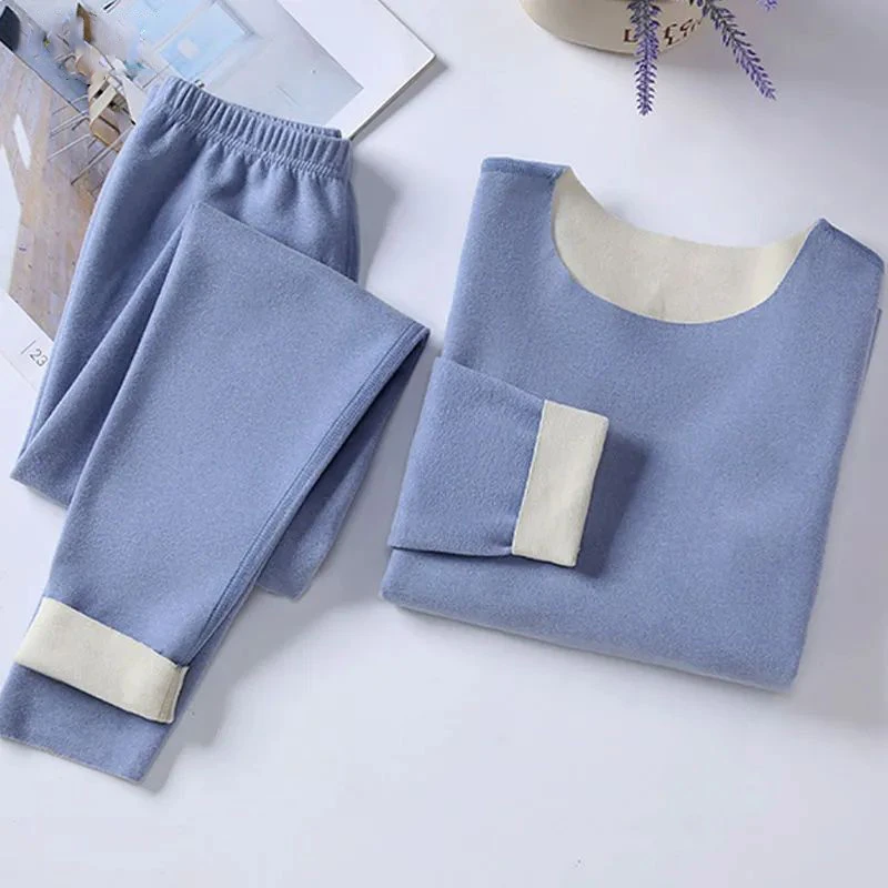 AB双面德绒保暖内衣套装男加绒加厚打底衫无痕秋衣秋裤套装