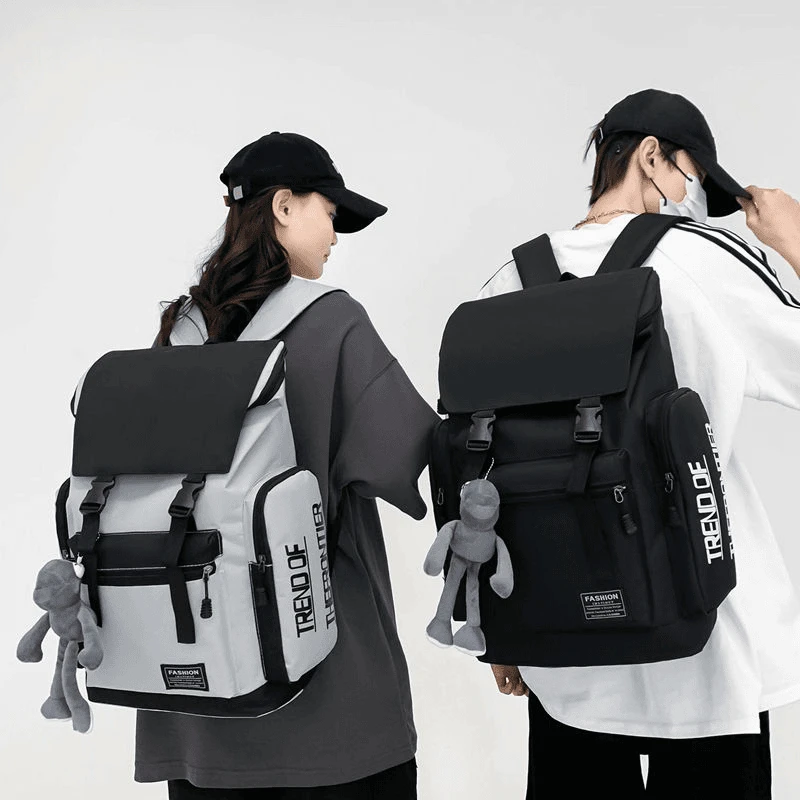 时尚大容量男女通用双肩包简约ins风潮流工装旅行包休闲拼色书包