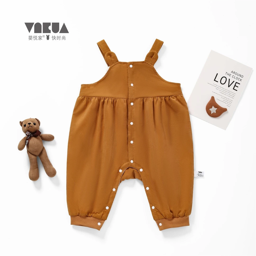 婴悦家春秋季女宝宝背带裤哈衣400克婴幼儿吊带连体衣长裤84858