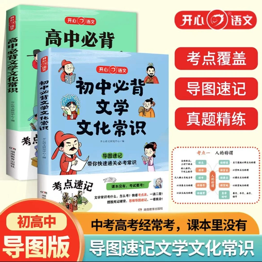 新版高中初中必背文学文化常识思维导读速记中考语文考点基础知识