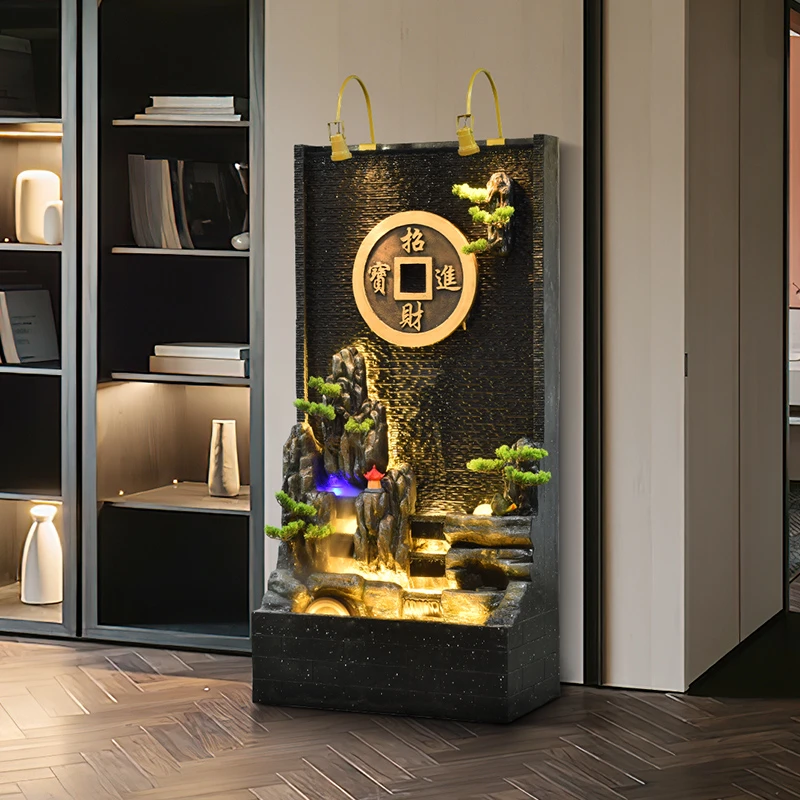 水幕墙流水墙办公室内玄关摆件鱼池喷泉户外庭院花园假山屏风景观