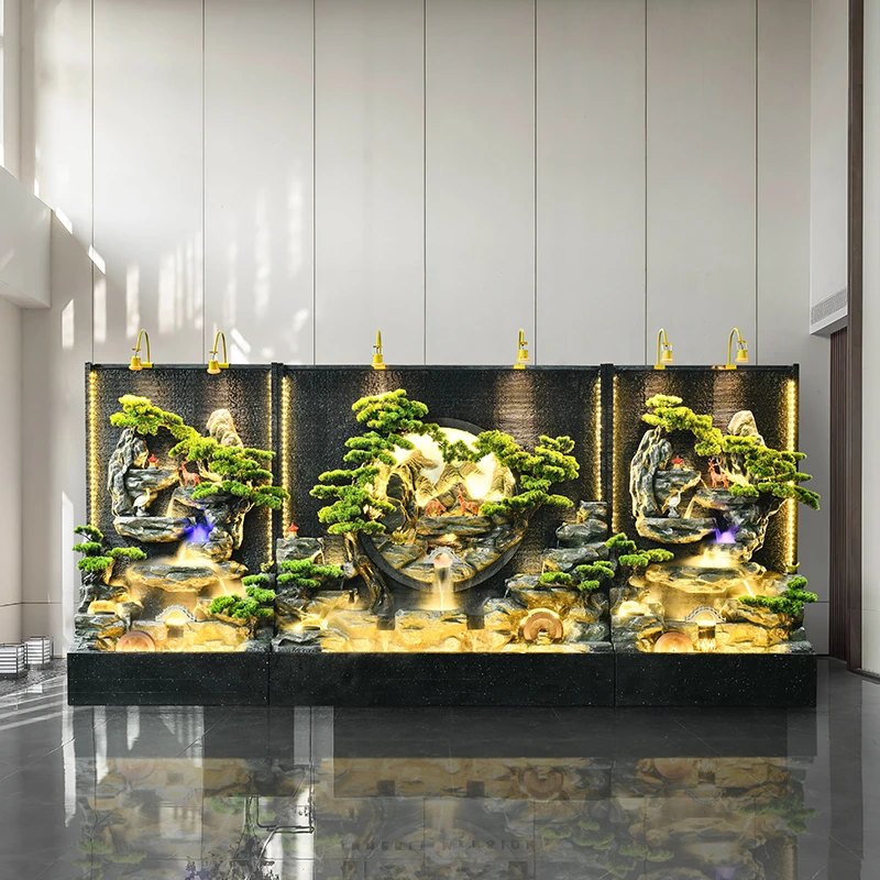 水幕墙假山流水酒店公司屏风隔断水景装饰别墅户外庭院落地摆件
