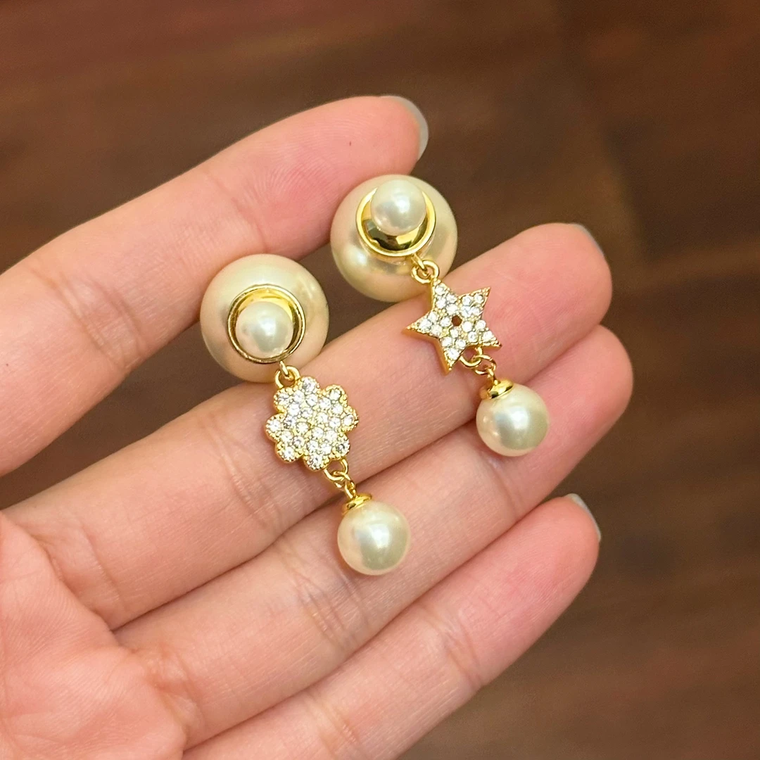 铜合金合成锆石耳饰 K0322时尚轻奢小众法式精致素款优雅镶嵌