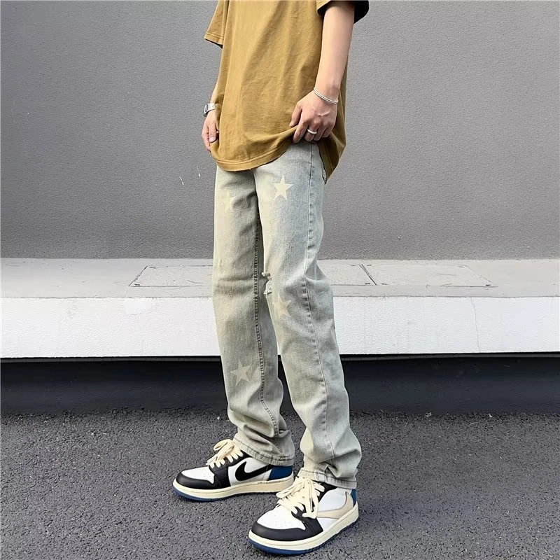 T1634 高街港风潮男夏季新款个性牛仔裤嘻哈ins潮潮流痞帅长裤