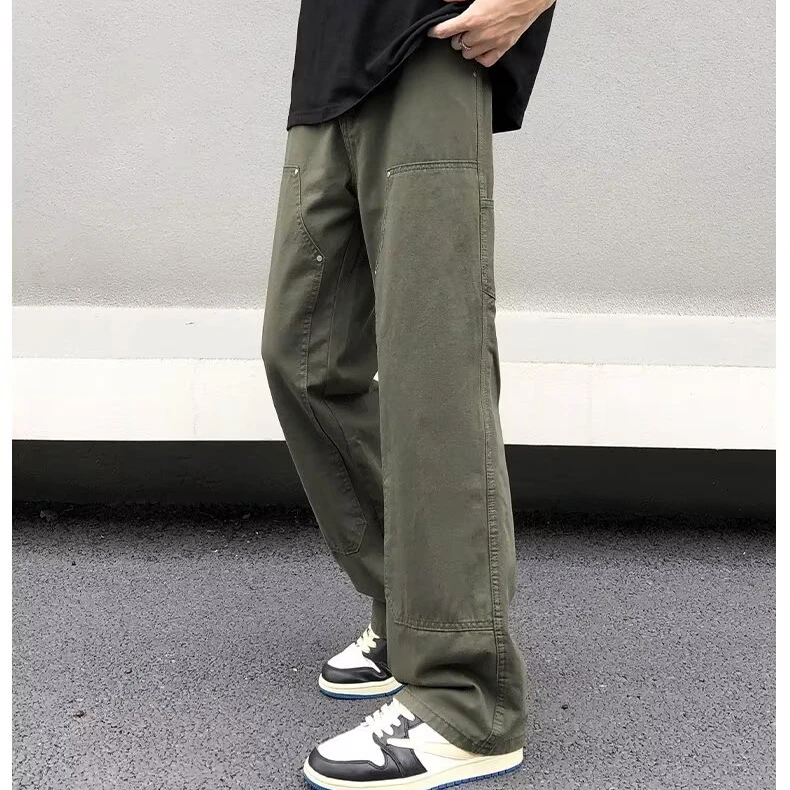 OK52 美式复古高街工装裤男直筒阔腿休闲裤新款时尚潮流ins长裤