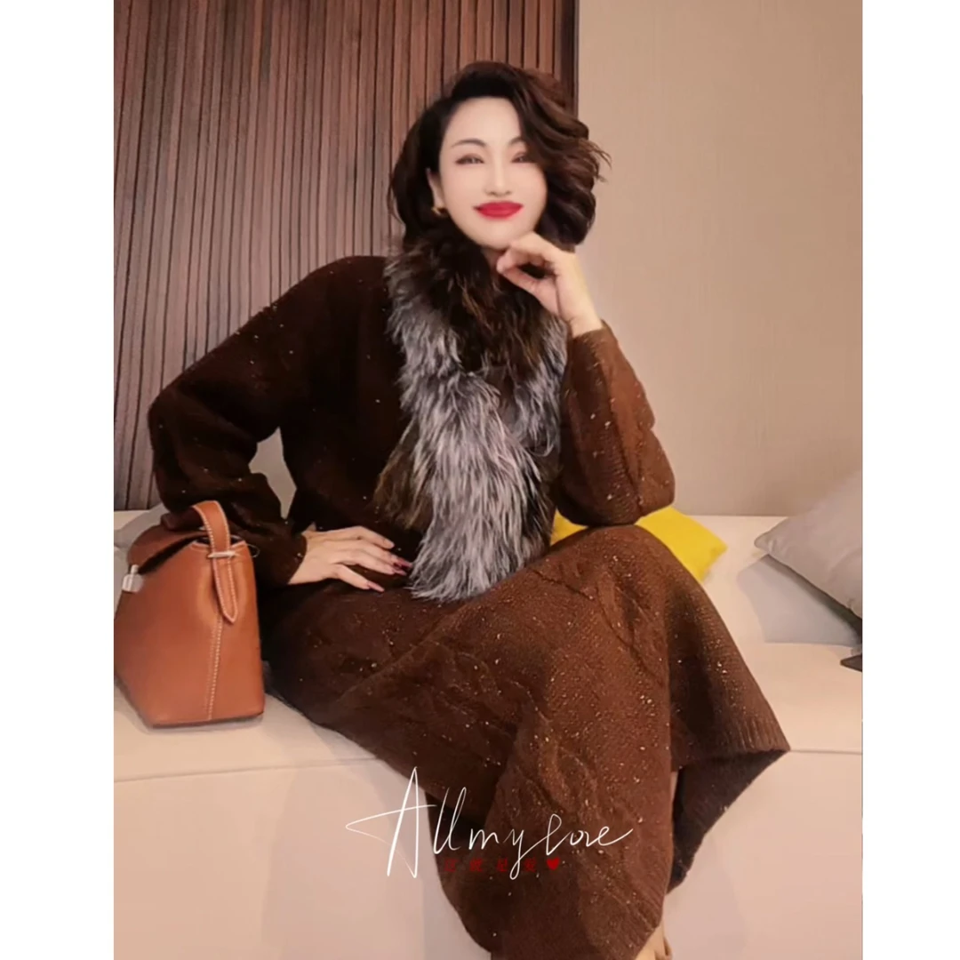 【全羊毛套】XY105-6801上衣+XY105-6802半裙显瘦气质高腰秋冬套装