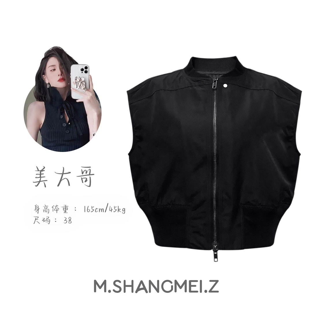 M.SHANGMEI.Z/沐熙美大哥推荐时尚小众黑色百搭无袖休闲马夹x0691