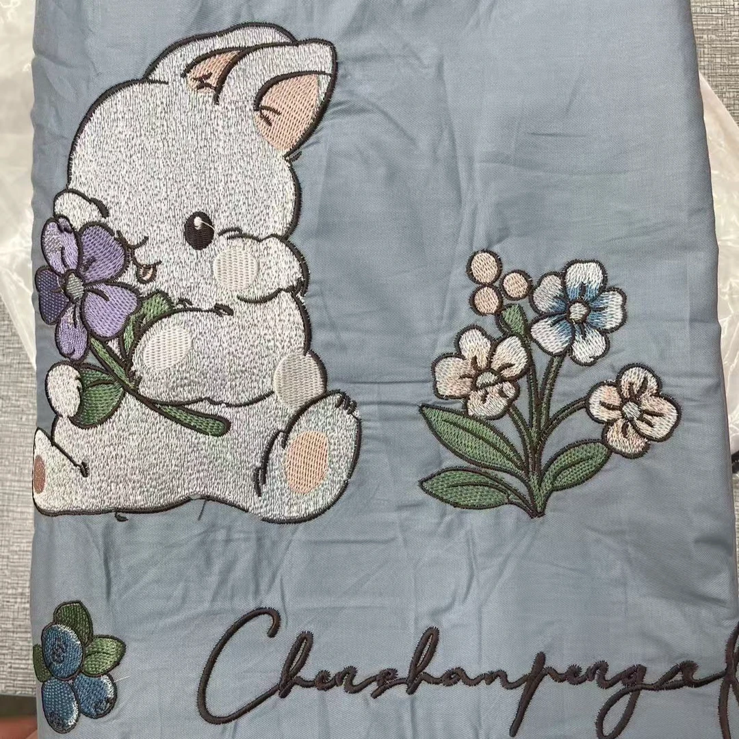 【断码清仓】MF全棉刺绣小清新四件套-花丛兔