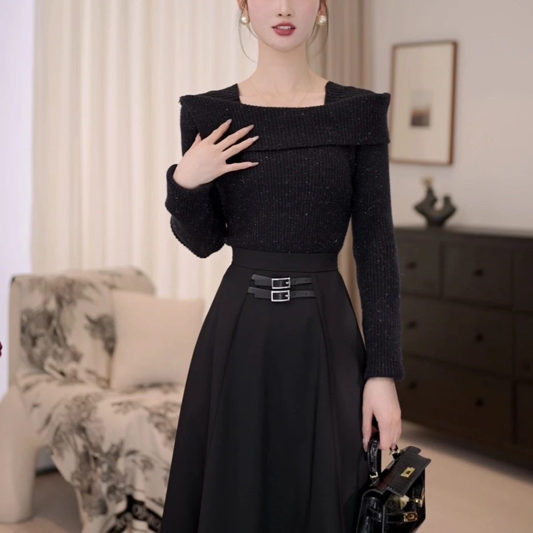 拉夏贝尔/24秋季新款内搭毛衣+半身裙 7185 ZCK