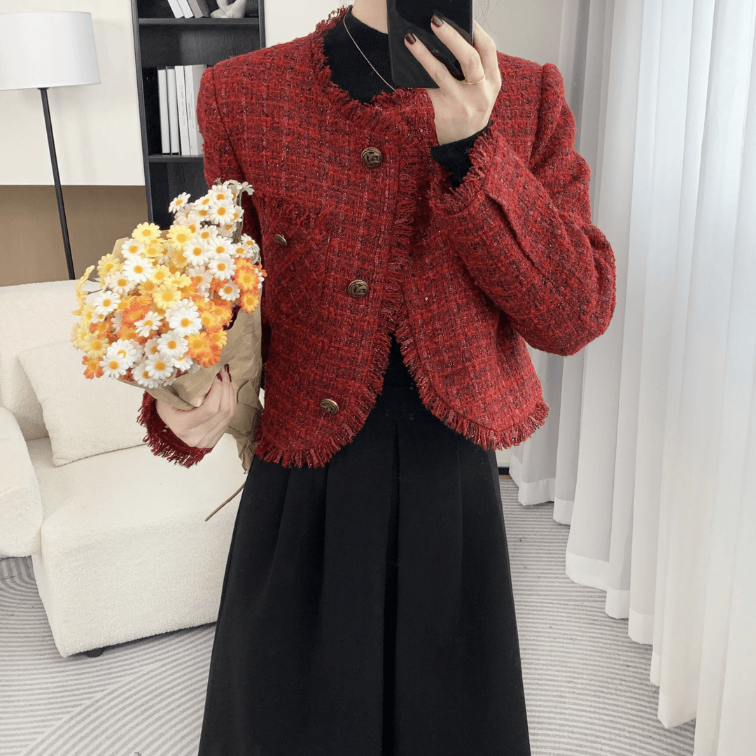 拉夏贝尔23秋冬新款鹅绒气质时尚加厚小香风热力感外套 9797 ZQJ