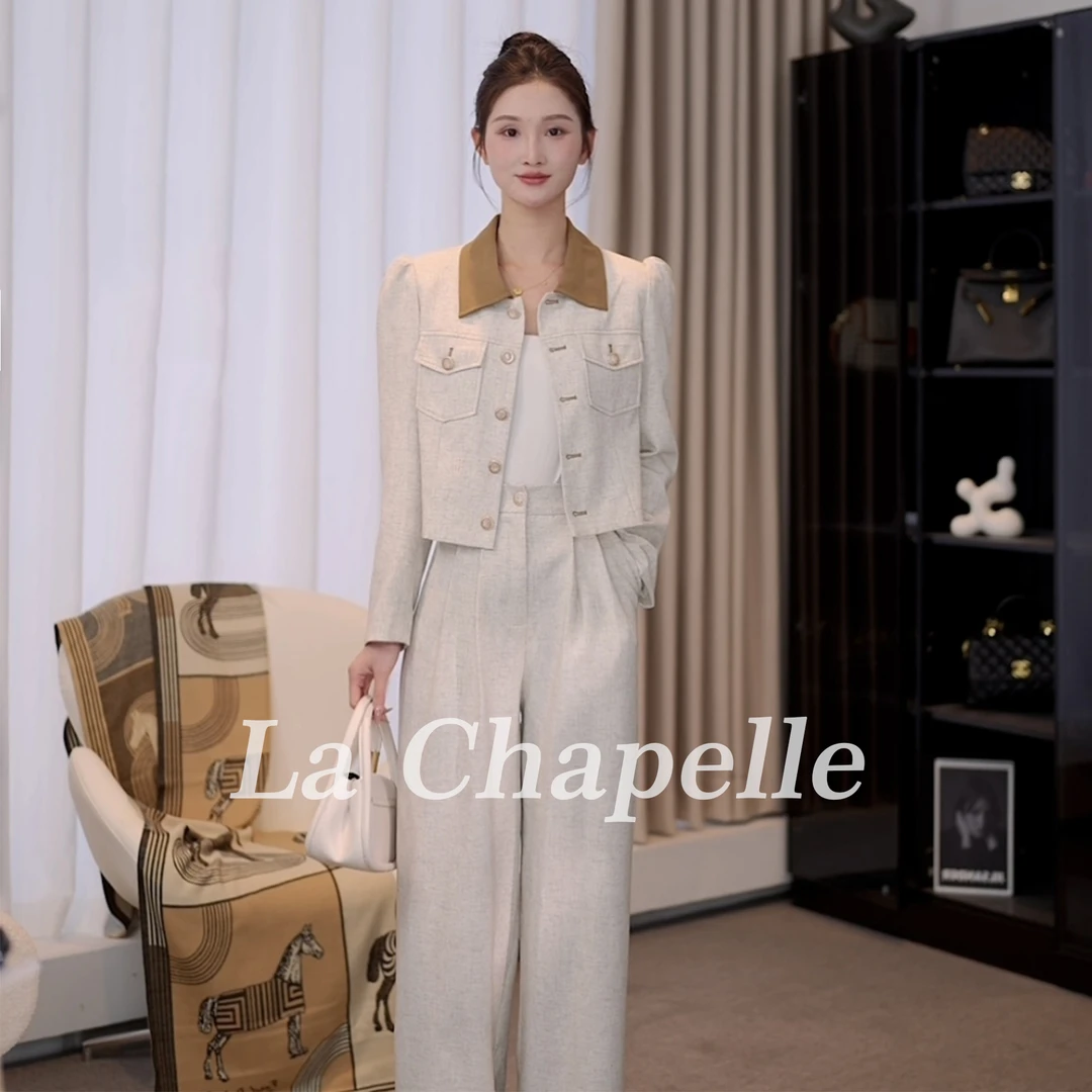 拉夏贝尔/25年春新气质轻奢时尚休闲设计师小香风套装 10073 ZCJ
