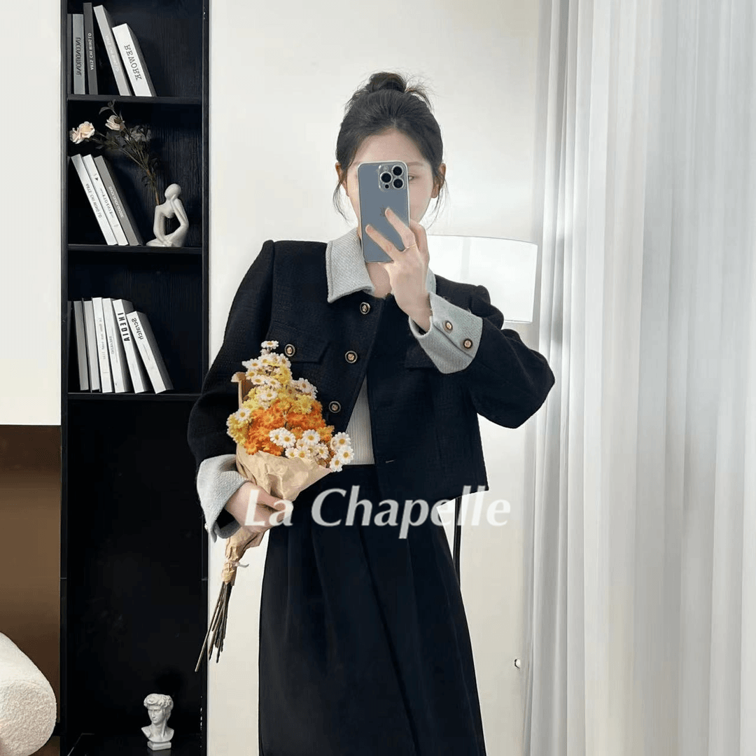 拉夏贝尔2023秋新设计法式轻奢赫本风气质优雅小香风外套9102 CZG