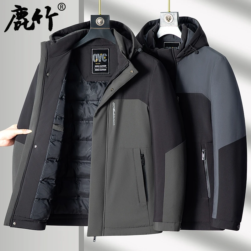 2025冬季爸爸装连帽棉服中年男士加厚保暖棉衣中老年人防寒外套男