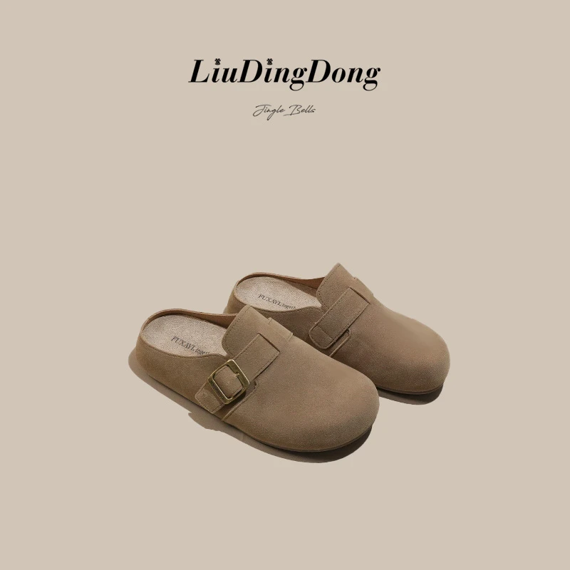 2025春新款真皮厚底欧货勃肯鞋软皮软底低帮女勃肯拖鞋潮