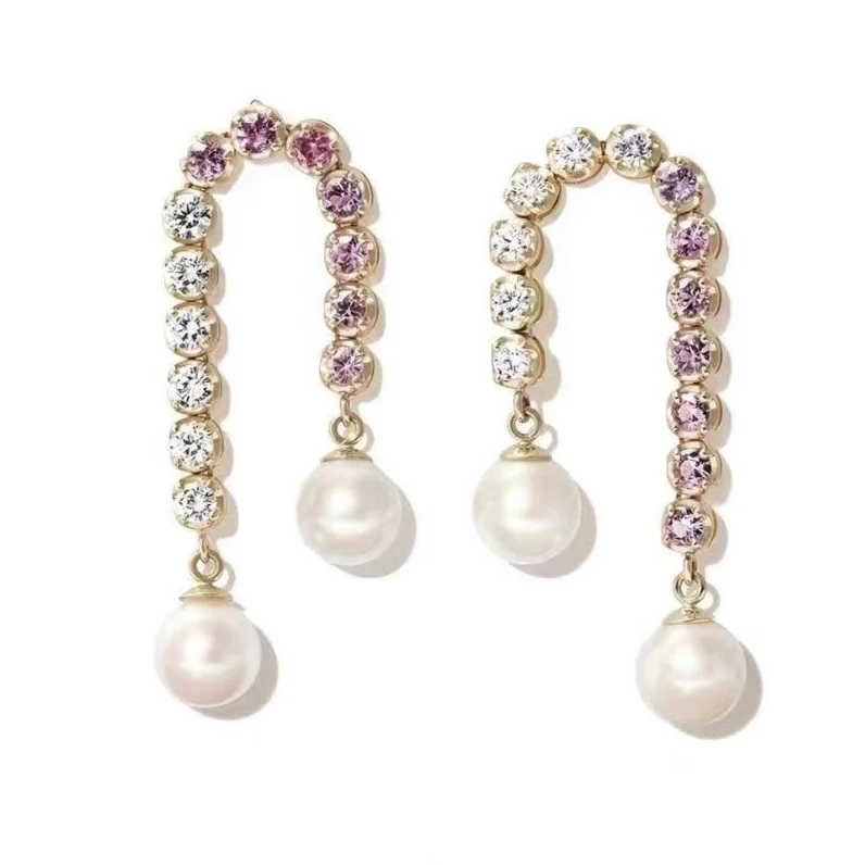 黄铜合成锆石耳饰 轻奢小众高级感精致耳饰法式复古耳钉