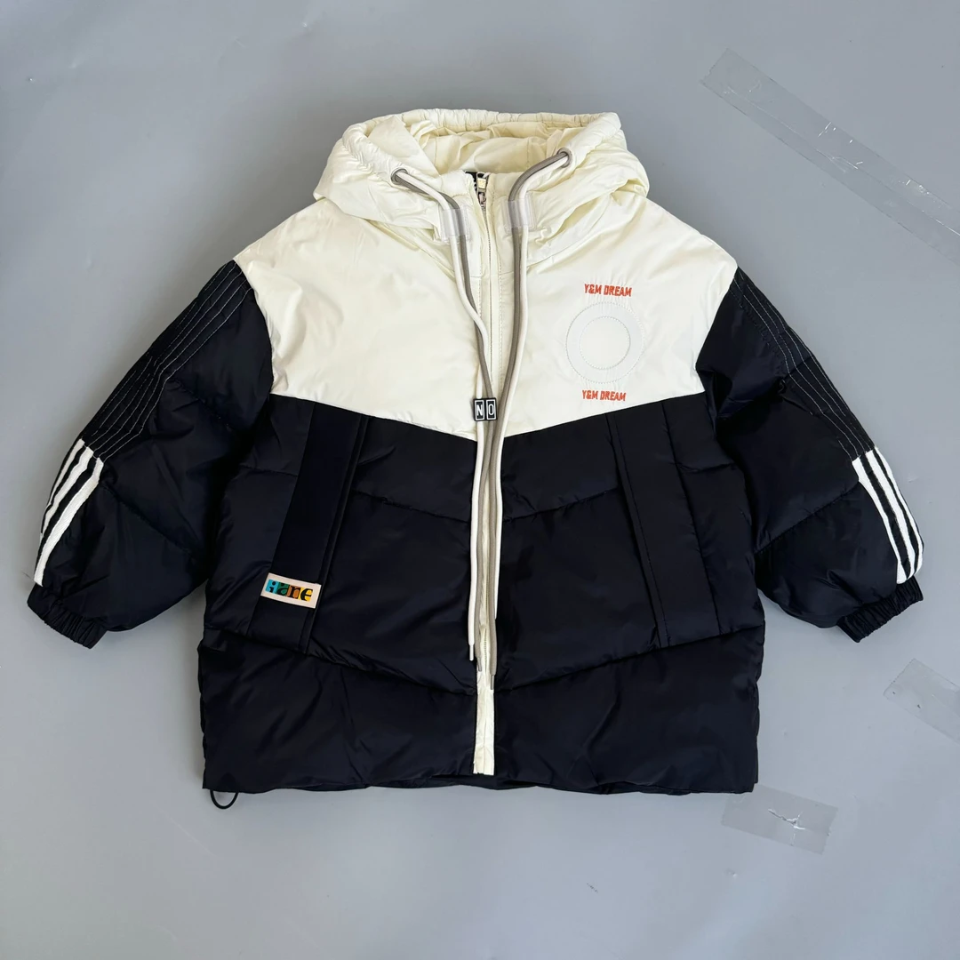 儿童羽绒服外套洋气加厚保暖冬季新款连帽拼色时尚休闲YM1216