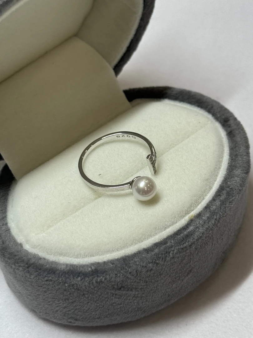 【YzzM珍珠】“T型方钻”天然珍珠5-6极光珍珠戒指设计款精致小巧