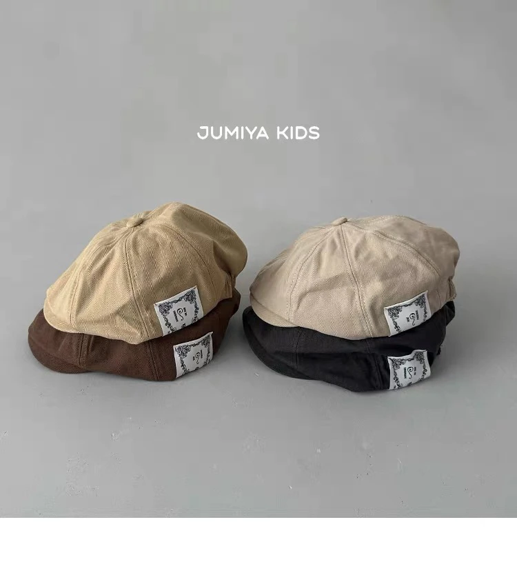 儿童贝雷帽春秋日系简约复古反戴前进帽男女宝宝百搭休闲鸭舌帽潮