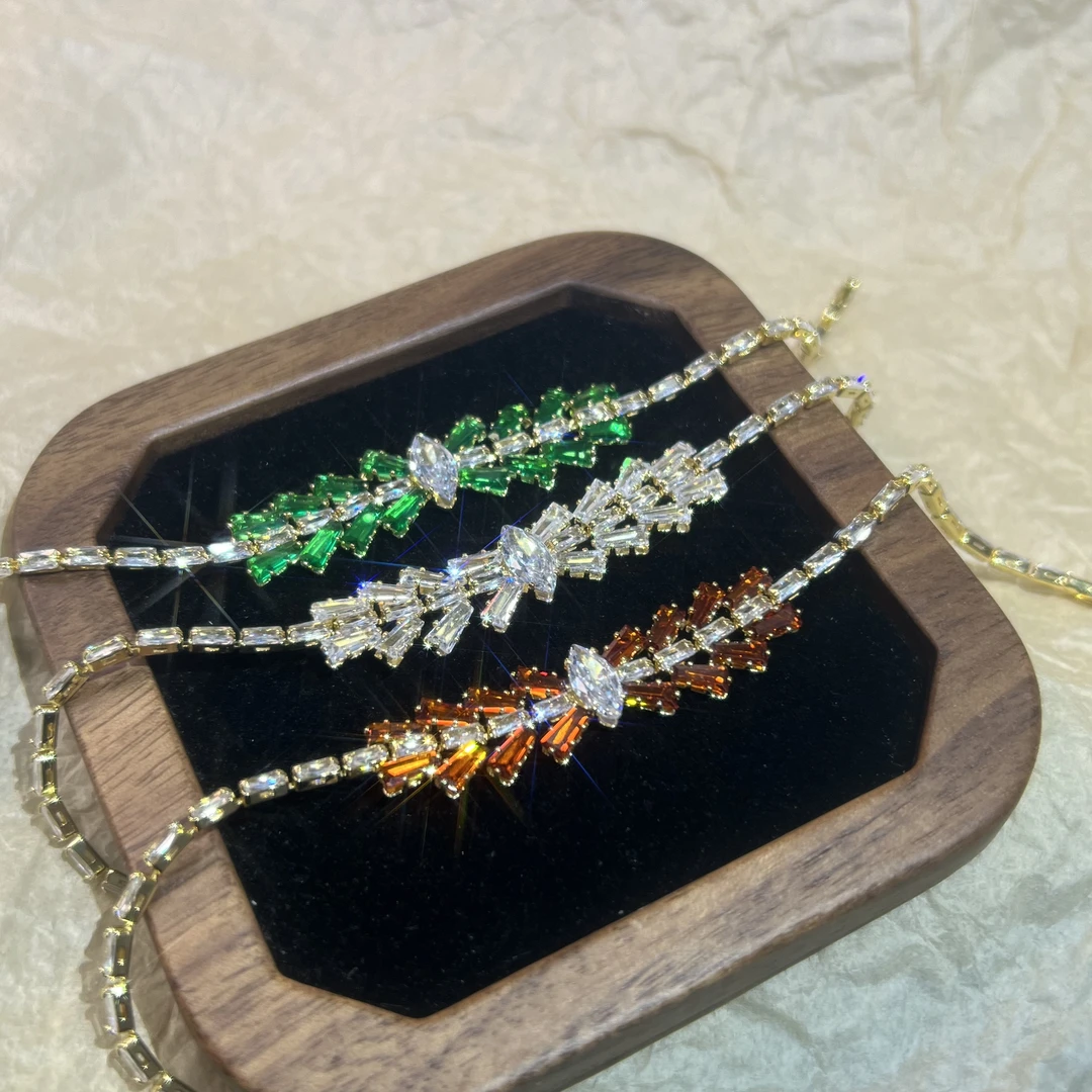 铜合金锆石手链 K302 欧美奢华满钻锆石手链轻奢高贵质感百搭手饰