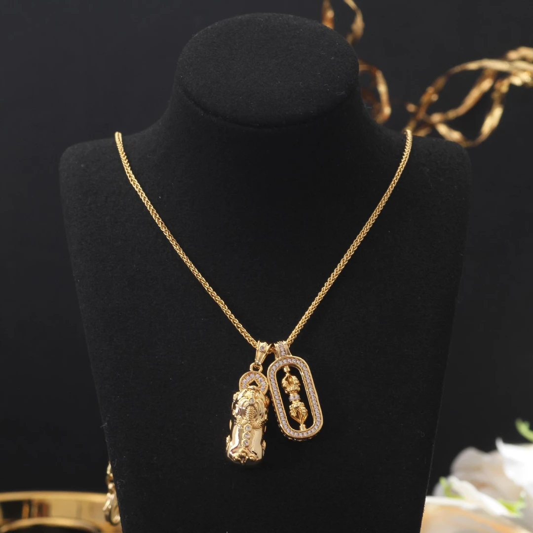 铜合金项链 高版本铜镀真金坠链不掉色貔貅镶钻金色项链饰品