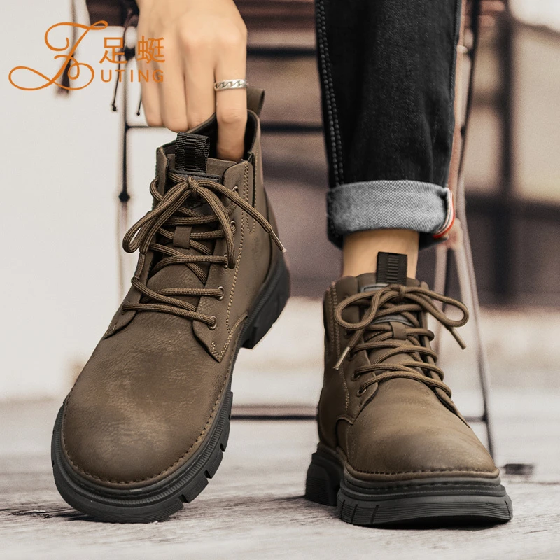 马丁靴男士秋冬季内增高户外高帮英伦工装男鞋耐磨防滑美式机车鞋