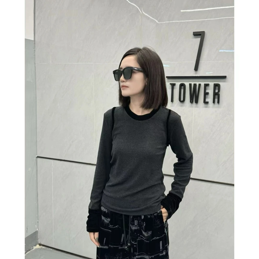 【23AUT081】小众设计师款2024年秋冬新款打底百搭长袖圆领显瘦T恤