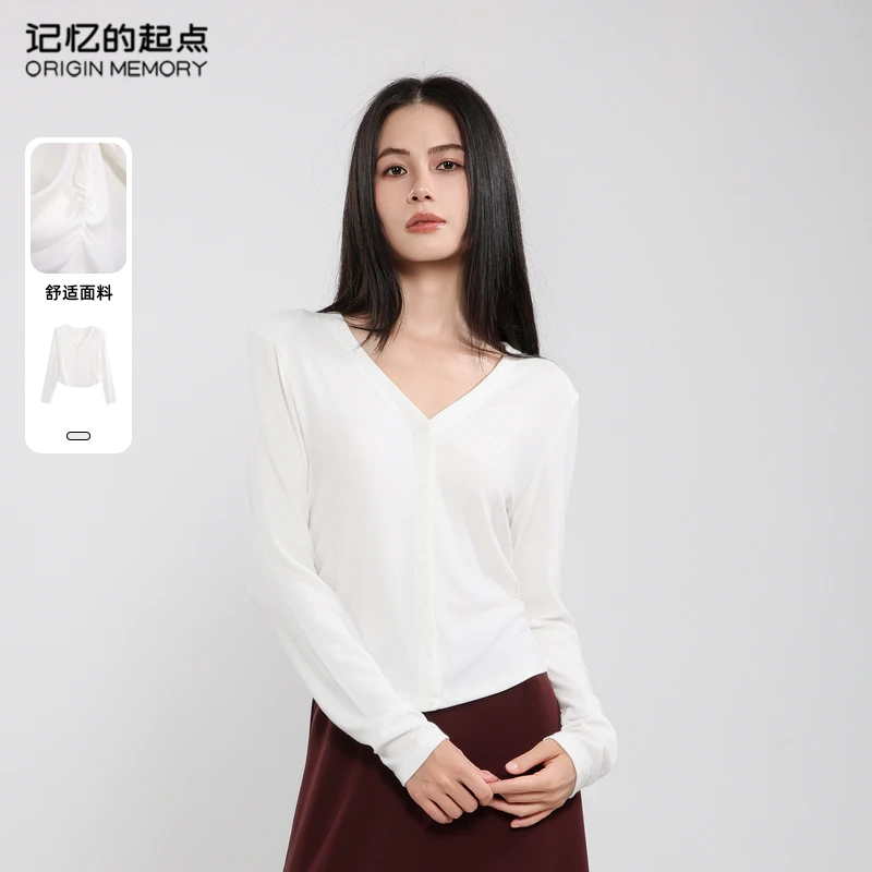 记忆的起点V领针织衫女时尚秋季小个子显瘦长袖上衣68GQ36116