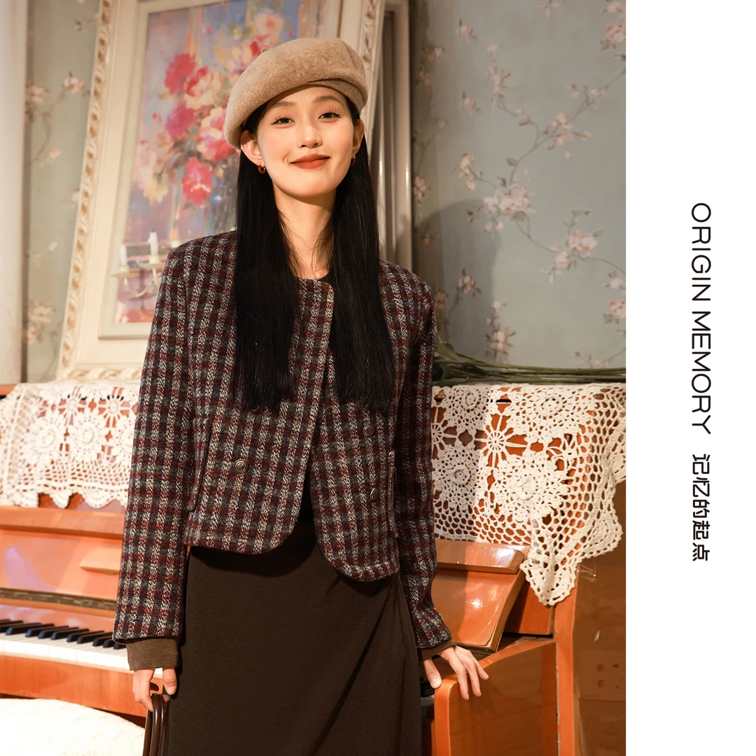 JYDQD/記憶的起點小香风短外套女2023冬季新款上衣67AD46306W